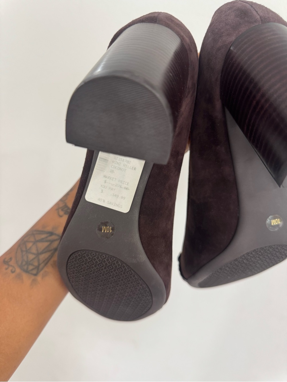 Tory Burch Dark Brown Suede Logo Heel Pumps - Picture 9 of 11